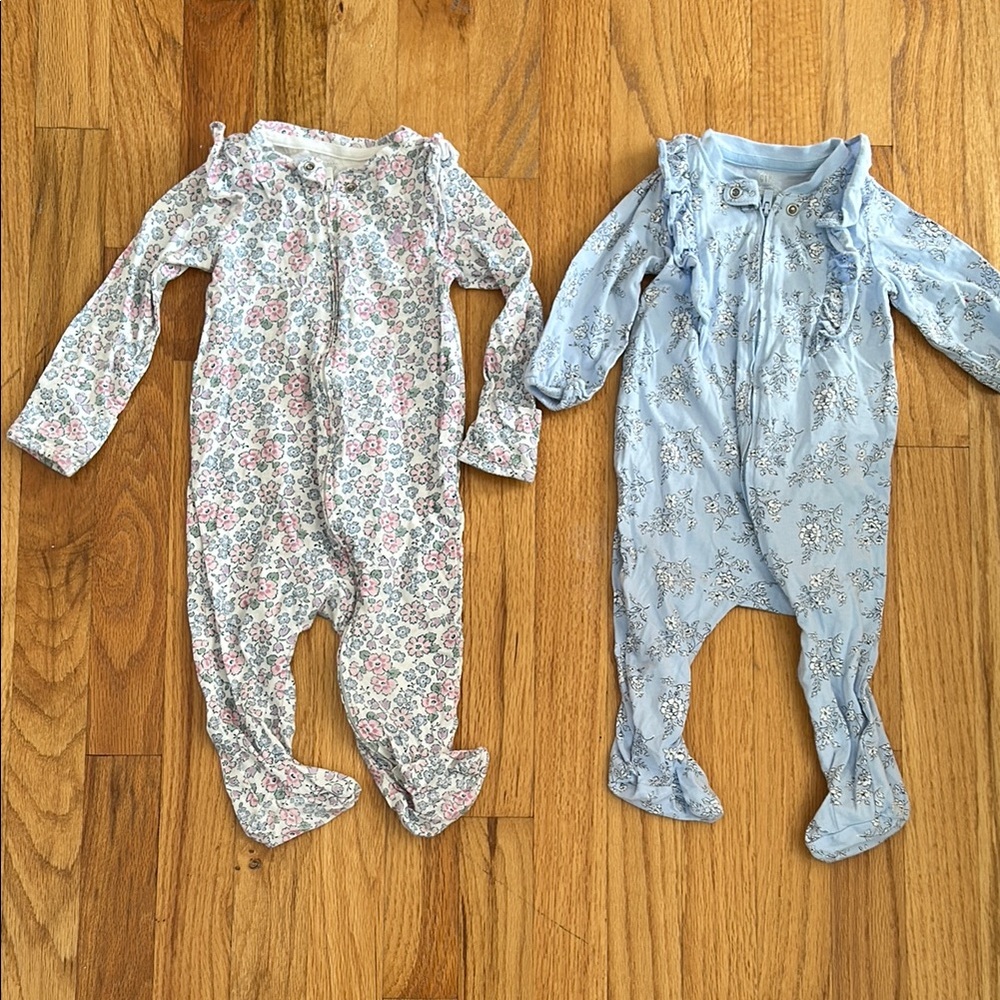 GAP Pink and Blue Footies Cozy One Pieces
